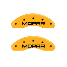 Laden Sie das Bild in den Galerie-Viewer, MGP 4 Caliper Covers Engraved Front &amp; Rear MOPAR Yellow finish black ch