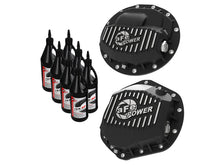 Carica l&#39;immagine nel visualizzatore di Gallery, aFe Pro Series F&amp;R Differential Cover Black w/ Machined Fins 13-18 RAM 6.7L w/ 75W90 Synth Gear Oil