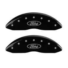 Charger l&#39;image dans la galerie, MGP Front set 2 Caliper Covers Engraved Front Oval logo/Ford Black finish silver ch