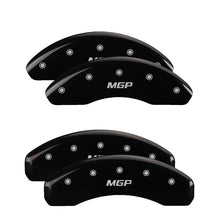 Laden Sie das Bild in den Galerie-Viewer, MGP Front set 2 Caliper Covers Engraved Front MGP Black finish silver ch