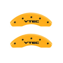 Cargar imagen en el visor de la galería, MGP 4 Caliper Covers Engraved Front &amp; Rear Vtech Yellow Finish Black Char 2004 Acura RSX