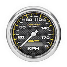 Carica l&#39;immagine nel visualizzatore di Gallery, Autometer Carbon Fiber 85.7mm 190 KPH Range Speedometer Elect. Programmable Gauge