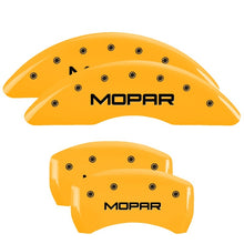 Laden Sie das Bild in den Galerie-Viewer, MGP 4 Caliper Covers Engraved Front &amp; Rear MOPAR Yellow finish black ch