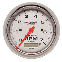 Cargar imagen en el visor de la galería, Autometer Marine Chrome Ultra-Lite 3-3/8in 7K RPM w/Hourmeter Tachometer Gauge