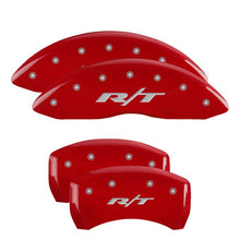 Cargar imagen en el visor de la galería, MGP 4 Caliper Covers Engraved Front &amp; Rear RT1-Truck Red finish silver ch