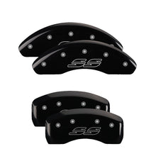 Cargar imagen en el visor de la galería, MGP 4 Caliper Covers Engraved Front &amp; Rear Impala style/SS Black finish silver ch