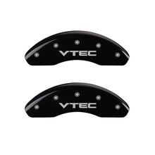 Charger l&#39;image dans la galerie, MGP Front set 2 Caliper Covers Engraved Front Vtec Black finish silver ch