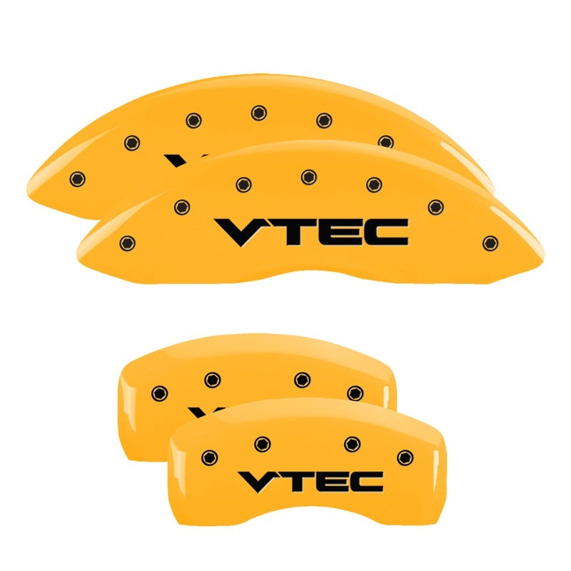 MGP 4 Caliper Covers Engraved Front & Rear Vtech Yellow Finish Black Char 2009 Honda Ridgeline