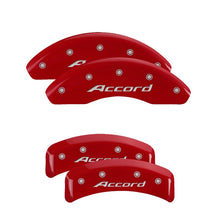 Laden Sie das Bild in den Galerie-Viewer, MGP 4 Caliper Covers Engraved Front Accord Engraved Rear Accord Red finish silver ch