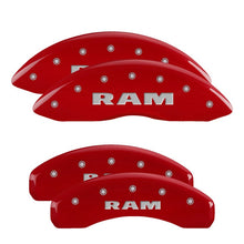 गैलरी व्यूवर में इमेज लोड करें, MGP 4 Caliper Covers Engraved Front &amp; Rear Ram Red Finish Silver Char 2019 Ram 1500