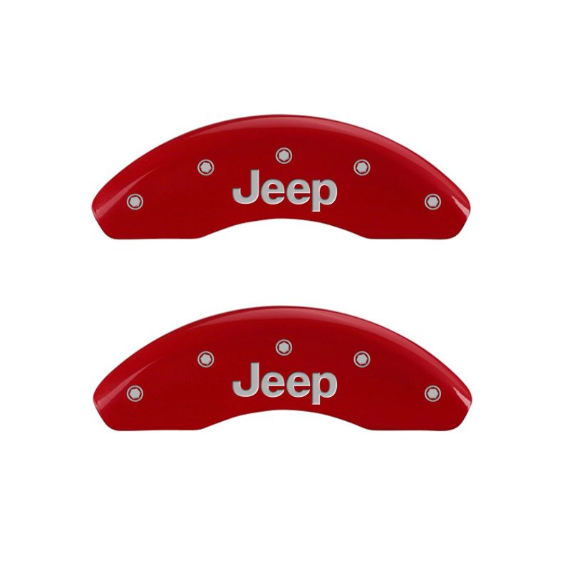 MGP 4 Caliper Covers Engraved Front & Rear JEEP Red finish silver ch