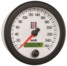 Charger l&#39;image dans la galerie, Autometer Stack Instruments 88MM 0-260 KM/H Programmable Speedometer - White