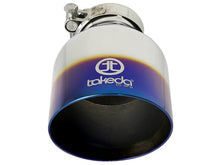 Charger l&#39;image dans la galerie, aFe Takeda 304 Stainless Steel Clamp-On Exhaust Tip 2.5in. Inlet / 4.5in. Outlet - Blue Flame