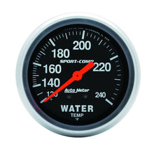 Load image into Gallery viewer, Autometer Sport-Comp 2-5/8in 120-240 F Mechanical Water Temp Gauge 12ft Tubing