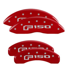 Cargar imagen en el visor de la galería, MGP 4 Caliper Covers Engraved Front &amp; Rear Red Finish Silver F-150 (2015)