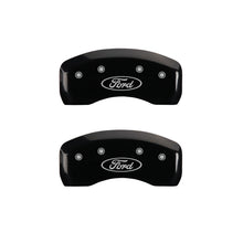 Cargar imagen en el visor de la galería, MGP 4 Caliper Covers Engraved Front &amp; Rear Oval logo/Ford Black finish silver ch