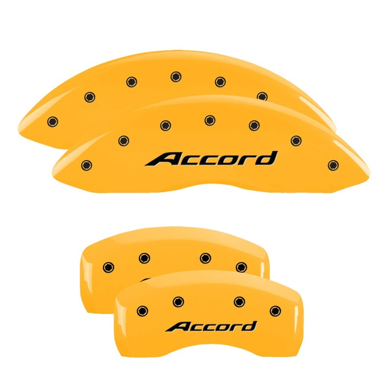 MGP 4 Caliper Covers Engraved Front Accord Engraved Rear Accord Yellow finish black ch