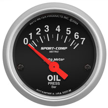 Carica l&#39;immagine nel visualizzatore di Gallery, Autometer Sport-Comp 52mm 0-7 Bar Short Sweep Electronic Oil Pressure Gauge