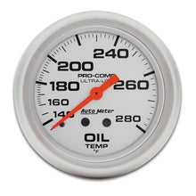 Load image into Gallery viewer, Autometer Ultra-Lite 66.7mm Mechanical 140-280 Degree F Oil Temperature Gauge w/ 6&#39; Tubing