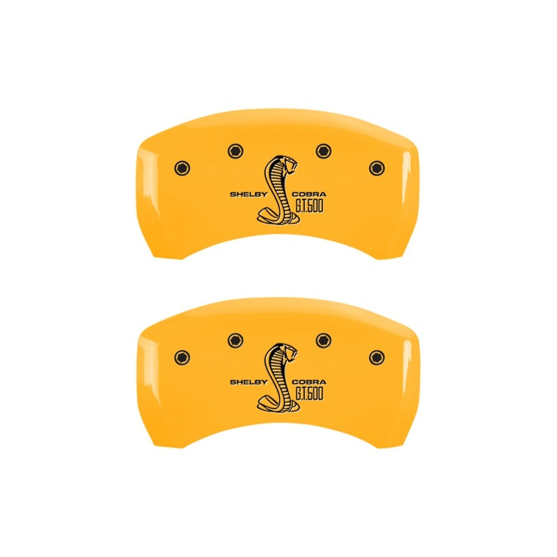 MGP Rear set 2 Caliper Covers Engraved Rear GT500 Shelby & Cobra Yellow finish black ch