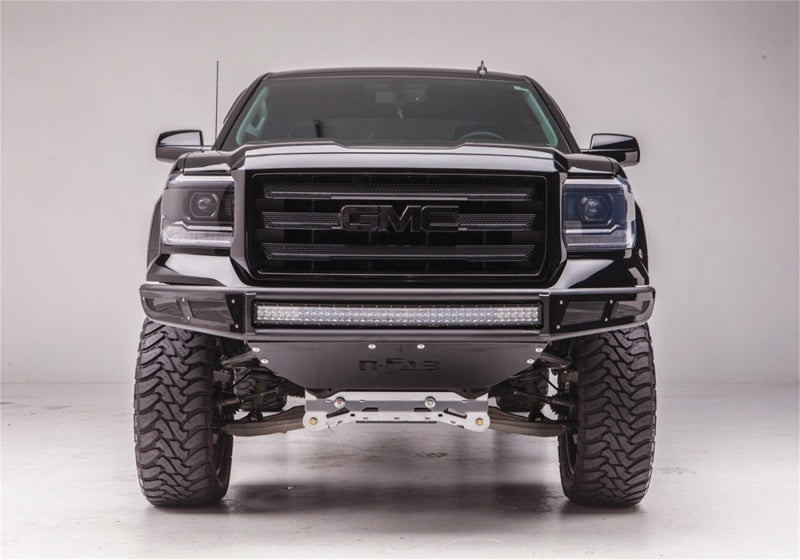 N-Fab M-RDS Front Bumper 16-17 Chevy Silverado - Gloss Black w/Silver Skid Plate