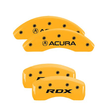 Laden Sie das Bild in den Galerie-Viewer, MGP 4 Caliper Covers Engraved Front Acura Engraved Rear RDX Yellow finish black ch