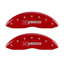 Cargar imagen en el visor de la galería, MGP 4 Caliper Covers Engraved Front &amp; Rear GM Style/Hybrid Red finish silver ch