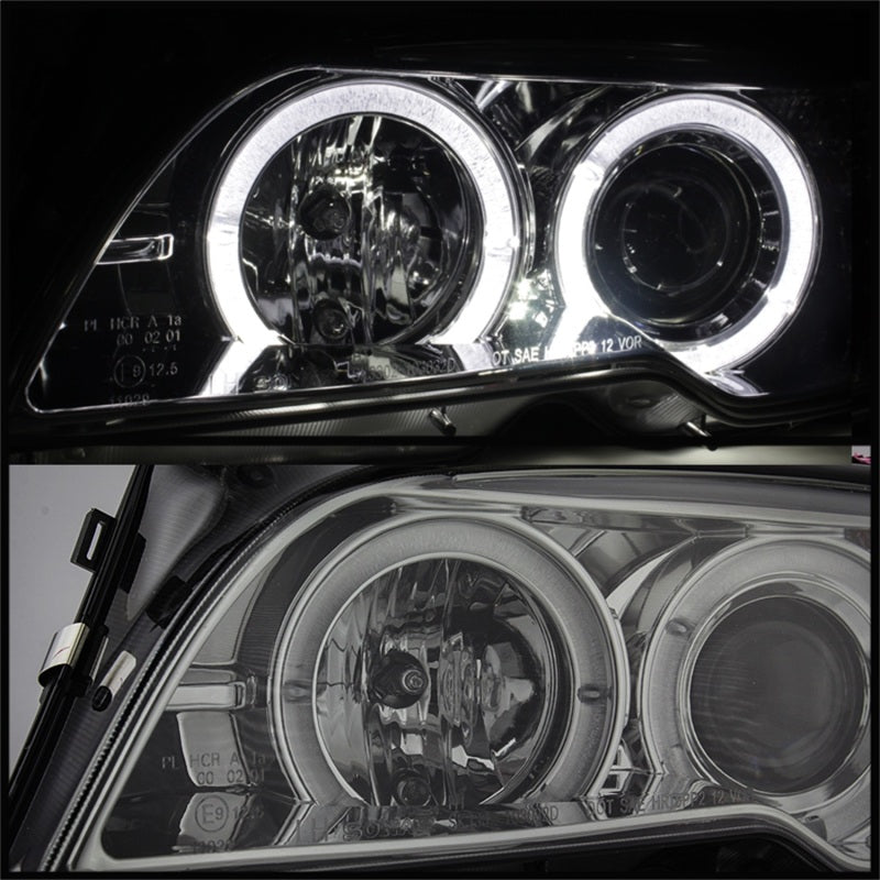 Spyder BMW E46 3-Series 04-06 2 DR Projector Halogen Model- LED Halo Smke PRO-YD-BMWE4604-2DR-HL-SM