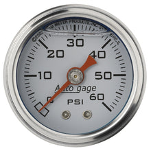 Laden Sie das Bild in den Galerie-Viewer, Autometer AutoGage 1.5in Liquid Filled Mechanical 0-60 PSI Fuel Pressure Gauge - White