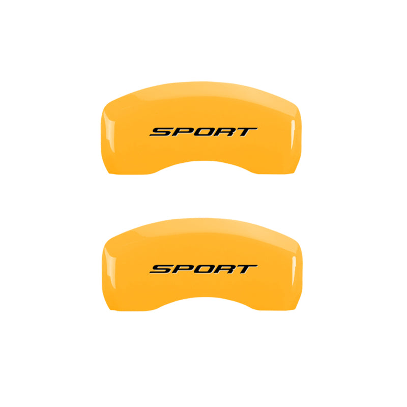 MGP 4 Caliper Covers Engraved Front & Rear No Bolts/Sport 2015 Yellow finish black ch