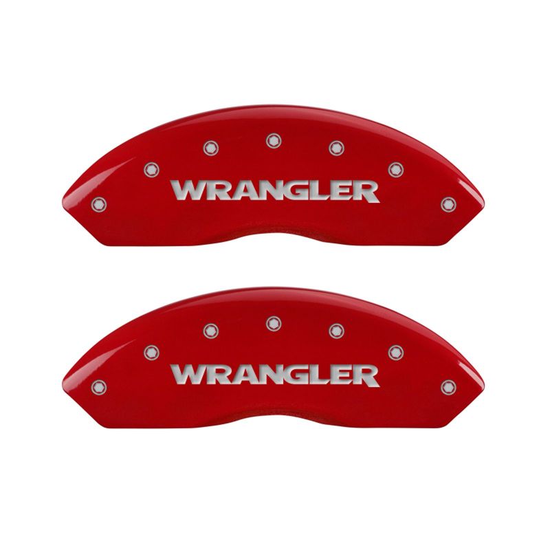 MGP 4 Caliper Covers Engraved Front & Rear WRANGLER Red finish silver ch