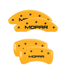 Laden Sie das Bild in den Galerie-Viewer, MGP 4 Caliper Covers Engraved Front &amp; Rear MOPAR Yellow finish black ch