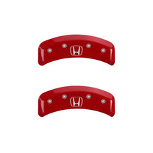 Cargar imagen en el visor de la galería, MGP 4 Caliper Covers Engraved Front Honda Engraved Rear H Logo Red finish silver ch