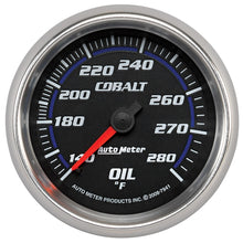 Laden Sie das Bild in den Galerie-Viewer, Autometer Cobalt 66.7mm 140-280 Degree F Mechanical Oil Temperature Gauge