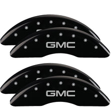 Load image into Gallery viewer, MGP 4 Caliper Covers Engraved Front &amp; Rear Style 1/Chrysler Wing Black finish silver ch