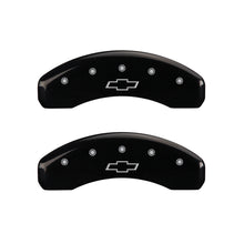 Carica l&#39;immagine nel visualizzatore di Gallery, MGP 4 Caliper Covers Engraved Front &amp; Rear Bowtie Black finish silver ch