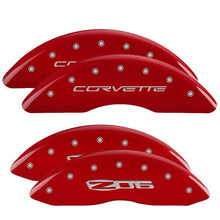 Laden Sie das Bild in den Galerie-Viewer, MGP 4 Caliper Covers Engraved Front C6/Corvette Engraved Rear C6/Z06 Red finish silver ch