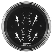 Cargar imagen en el visor de la galería, Auto Meter Gauge Quad 3 3/8in 0E-90F Elec Old Tyme Black