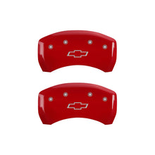 Laden Sie das Bild in den Galerie-Viewer, MGP 4 Caliper Covers Engraved Front &amp; Rear Bowtie Red finish silver ch