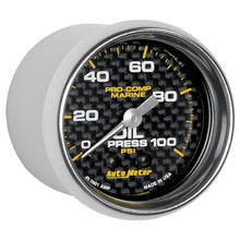 Charger l&#39;image dans la galerie, Autometer Marine Carbon Fiber Ultra-Lite 2-1/16in 100PSI Mechanical Oil Pressure Gauge