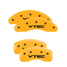 Load image into Gallery viewer, MGP 4 Caliper Covers Engraved Front &amp; Rear Vtech Yellow finish black ch