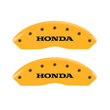 Cargar imagen en el visor de la galería, MGP 4 Caliper Covers Engraved Front &amp; Rear Honda Yellow Finish Black Char 2004 Honda Pilot