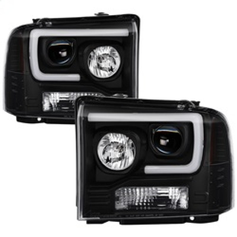 Spyder Ford F150 2005-2007 Projector Headlights - Light Bar DRL LED - Black PRO-YD-FS05V2-LB-BK