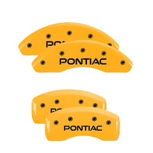 Load image into Gallery viewer, MGP 4 Caliper Covers Engraved Front &amp; Rear Pontiac Yellow Finish Black Char 2002 Pontiac Grand Prix