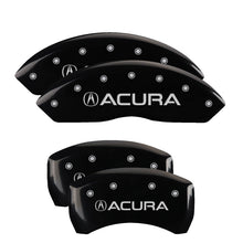 Carica l&#39;immagine nel visualizzatore di Gallery, MGP 4 Caliper Covers Engraved Front &amp; Rear Acura Black Finish Silver Char 2019 Acura RDX