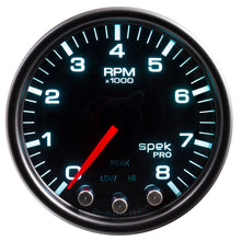 Charger l&#39;image dans la galerie, Autometer Spek-Pro Gauge Tach 2 1/16in 8K Rpm W/ Shift Light &amp; Peak Mem Blk/Smoke/Blk