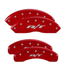 Load image into Gallery viewer, MGP 4 Caliper Covers Engraved Front &amp; Rear Avalanche style/SS Red finish silver ch