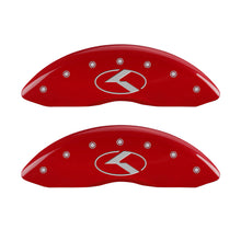 Load image into Gallery viewer, MGP 4 Caliper Covers Engraved Front &amp; Rear Circle K/Kia Red finish silver ch