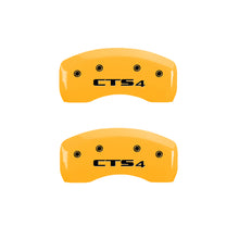 Cargar imagen en el visor de la galería, MGP 4 Caliper Covers Engraved Front Cadillac Rear CTS4 Yellow Finish Black Char 2005 Cadillac CTS