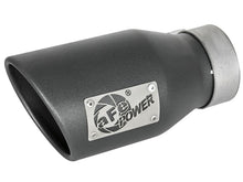 Cargar imagen en el visor de la galería, aFe MACH Force-Xp 3in 304 SS Metallic Black Exhaust Tip 3in In x 4-1/2in Out x 9in L Bolt-On Left